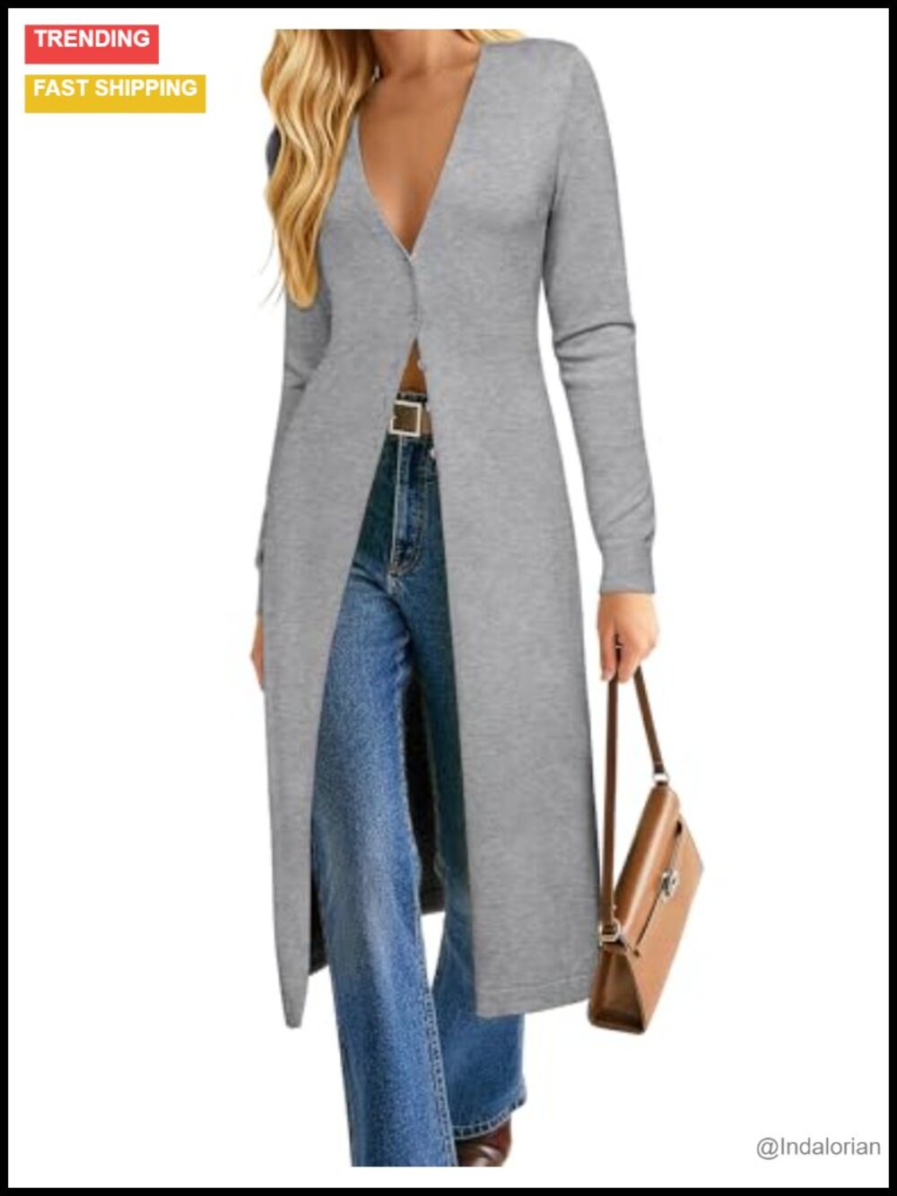 Lightweight Knit Long Duster Cardigan Button Up Sweater Coat